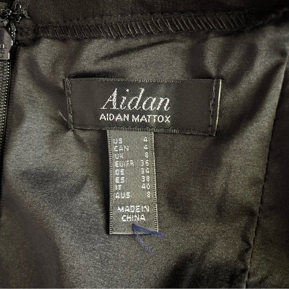 New! Aidan Mattox Black Mini Dress Bodycon Slip Feather Size 4 26741 - Picture 7 of 13